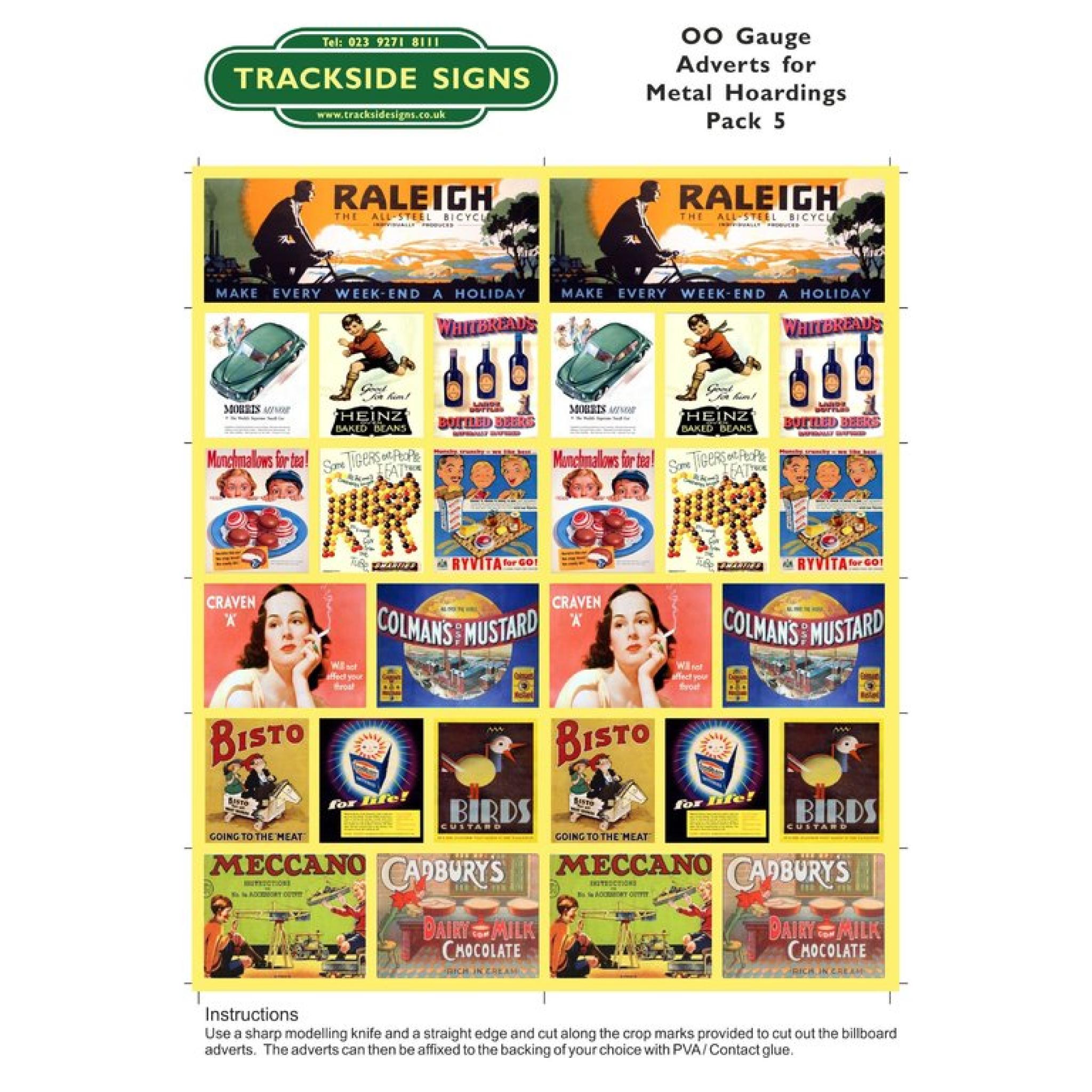 OO Gauge (4mm) - Adverts for Metal Hoardings - Pack 5