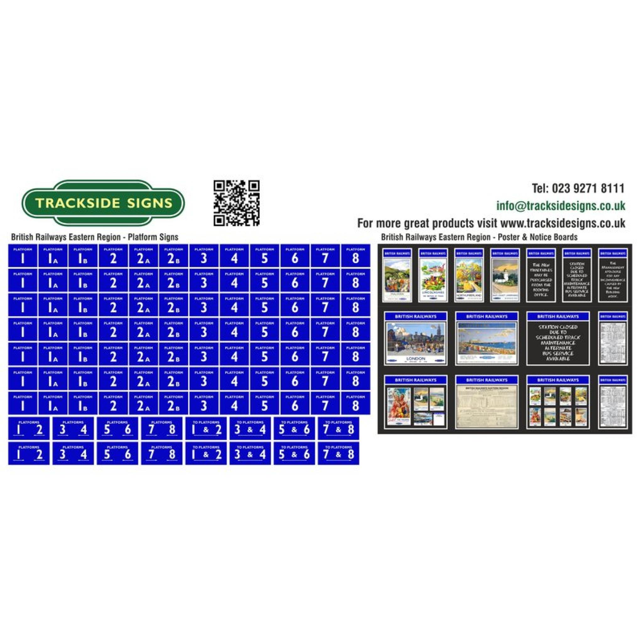 Eastern Region Platform Numbers and Posterboards OO Gauge
