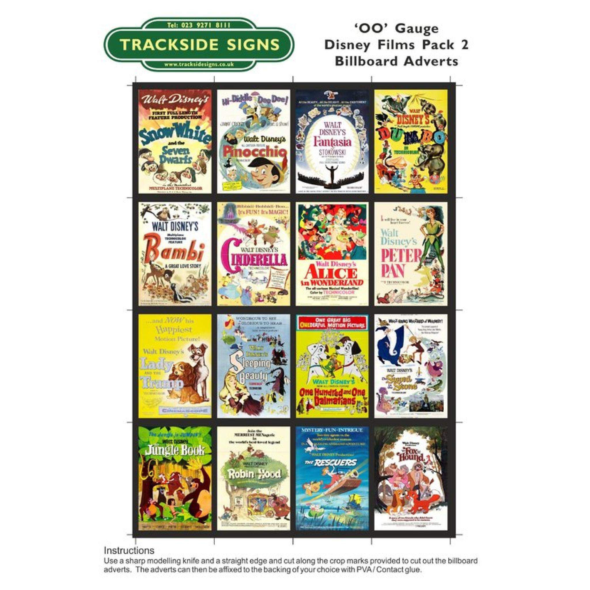 Disney Films Billboard Sheets Pack 2 'OO' Gauge