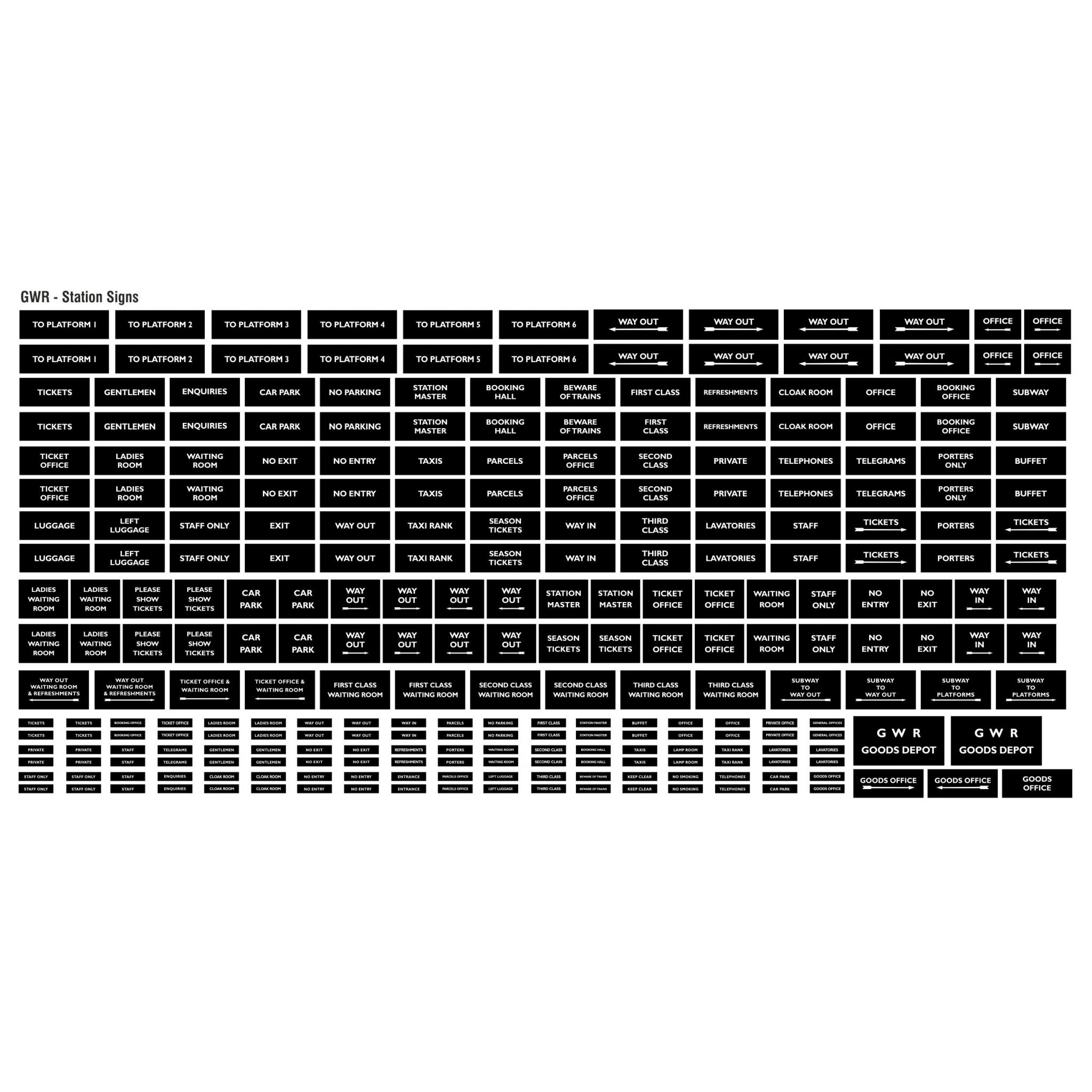 GWR Full Station Set OO Gauge Model Railway Name Signs Trackside