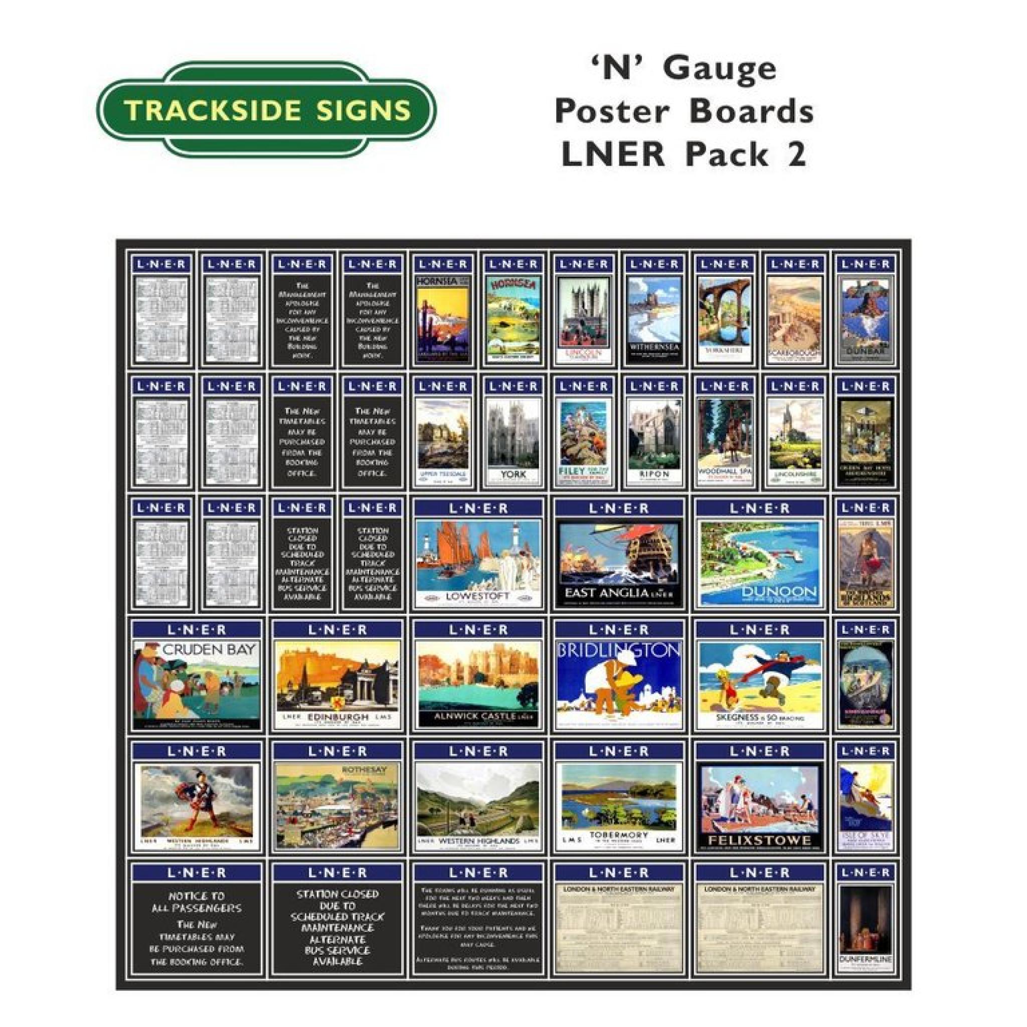 Die Cut Self Adhesive LNER (Blue) Poster Boards Pack 2 N Gauge