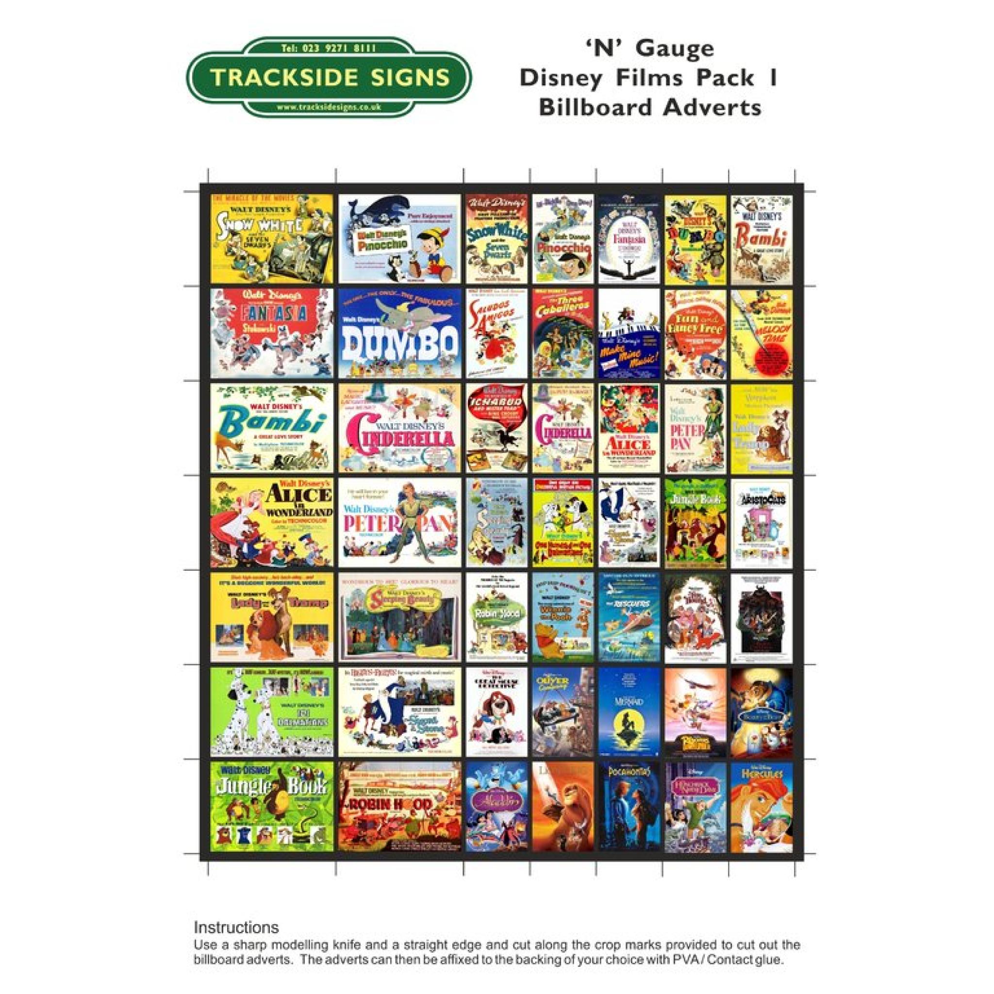 Disney Films Billboard Sheet Pack 1 'N' Gauge