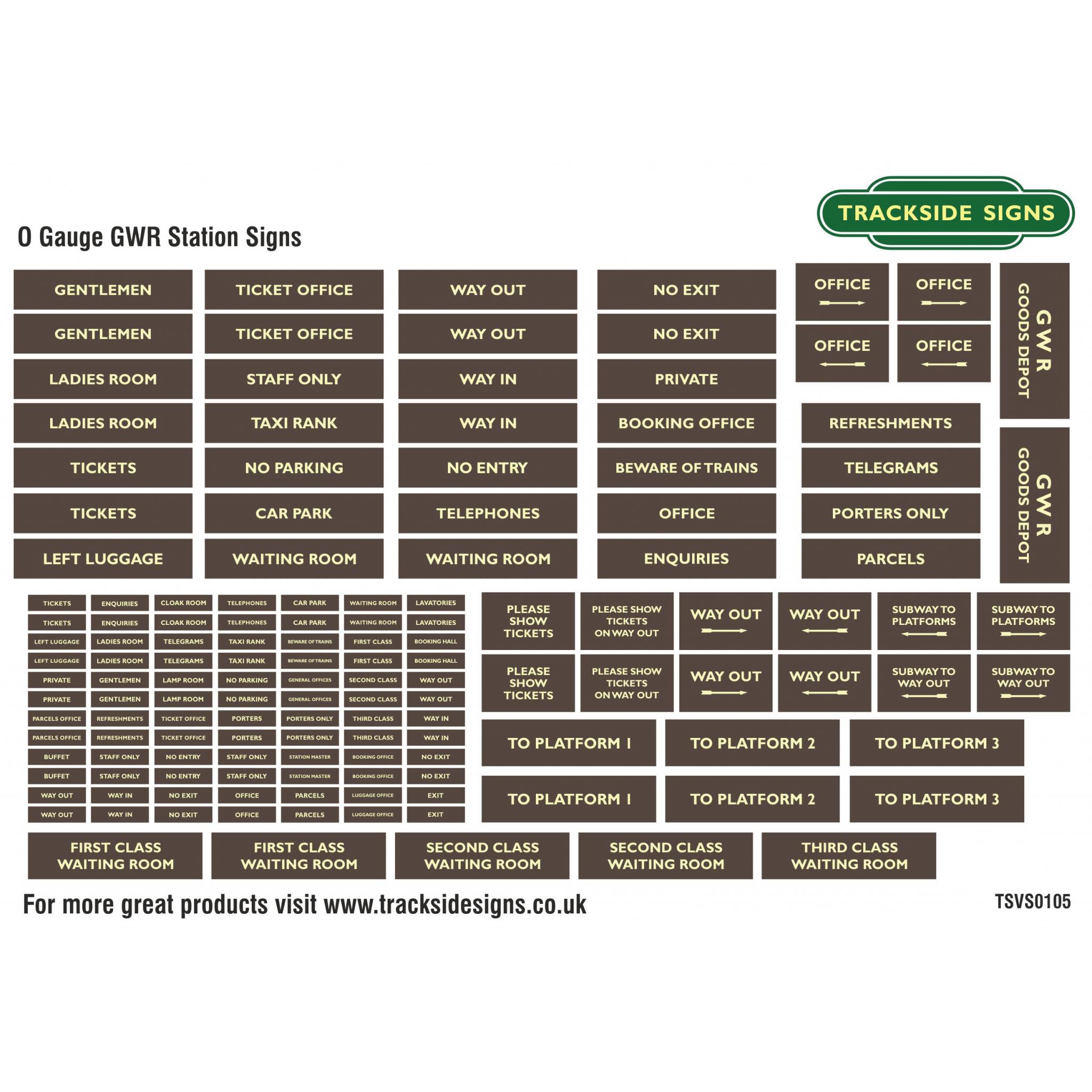 GWR - Full Station Sign Set - O Gauge | Model Railway Signs | Trackside ...