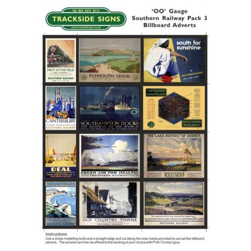 Southern Railway Billboard Sheets Pack 3 - OO Gauge