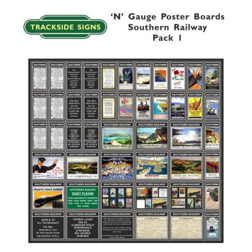 Die Cut Southern Railway Poster Boards (Black) Pack 1 - N Gauge