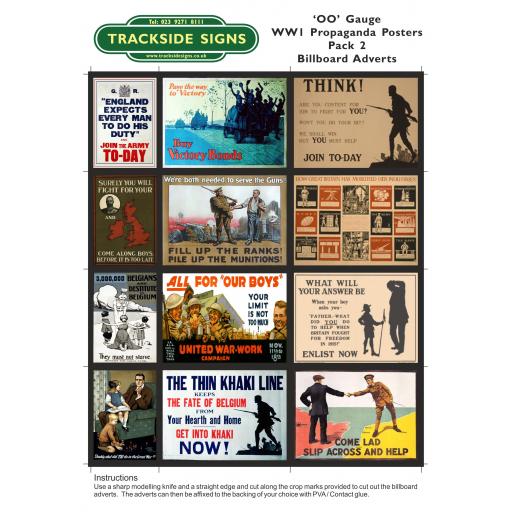 WW1 Billboard Sheets - Pack 2 - OO Gauge
