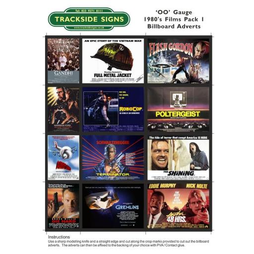1980's Films Billboard Sheets Pack 1 - OO Gauge