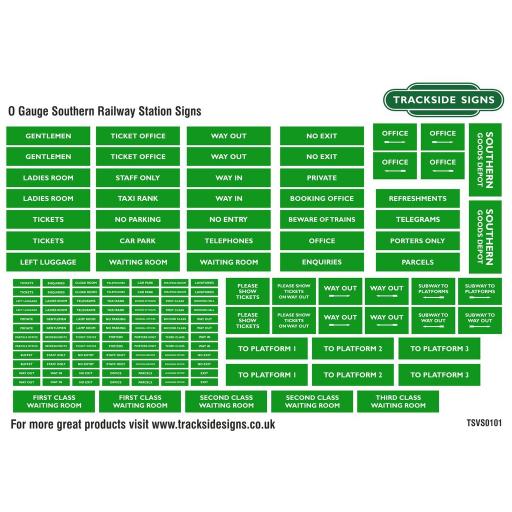 Southern Railway Green and White - General Station Signs - O Gauge