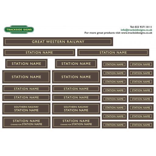 GWR - Station Name Signs - O Gauge - 2 Colour Options Available