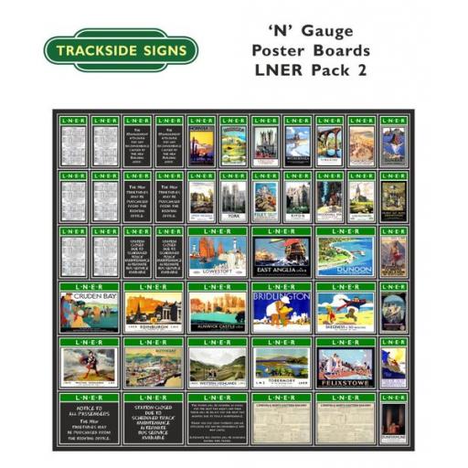 Die Cut LNER Poster Boards (Green) Pack 2 - N Gauge