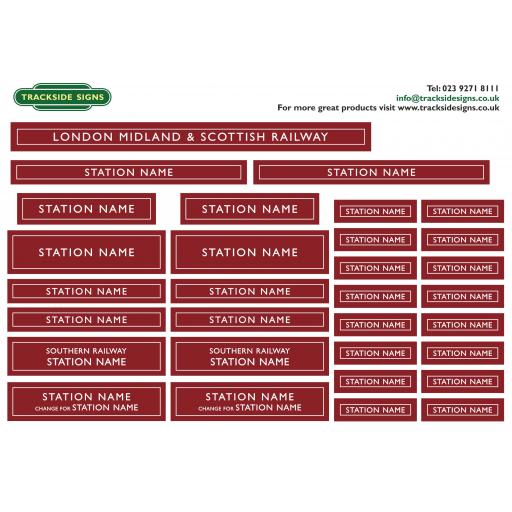 LMS - Station Name Signs - O Gauge - 2 Colour Options Available