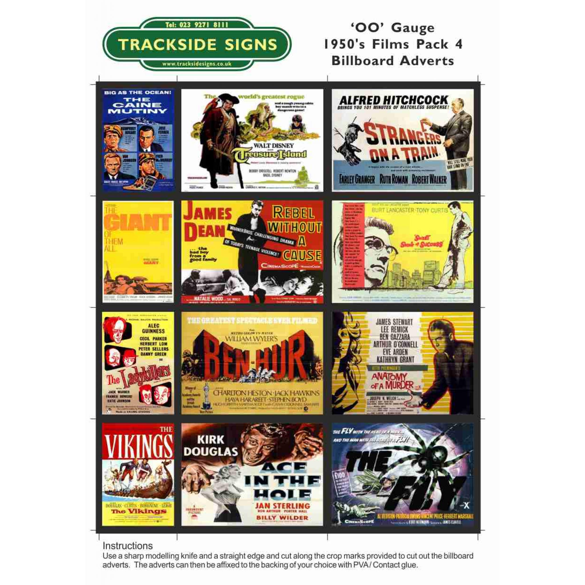1950s Film Pack Model Railway Uncut Billboard Advertising Pack OO Gauge 